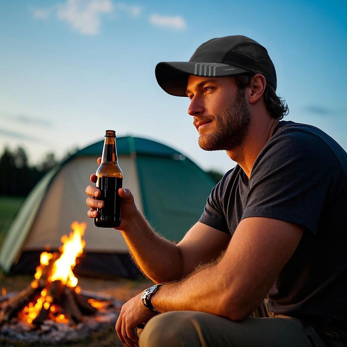 Croogo Quick Drying Sun Hat UPF 50+ Baseball Cap Summer UV Protection Outdoor Cap Men Women Sport Cap Hat, Black, 21.6-24.4 inch