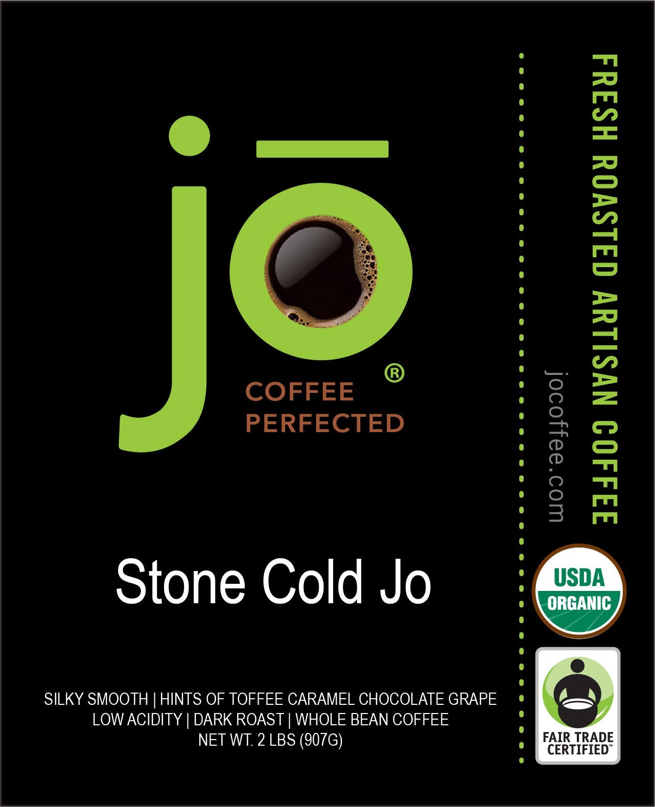 COLOMBIA JO: 2 lb Organic Coffee, Whole Bean, Medium Roast, 100% USDA Organic, Fair Trade Certified, Kosher Certified, GMO Free, Gluten Free, Arabica Colombian Gourmet Specialty Coffee