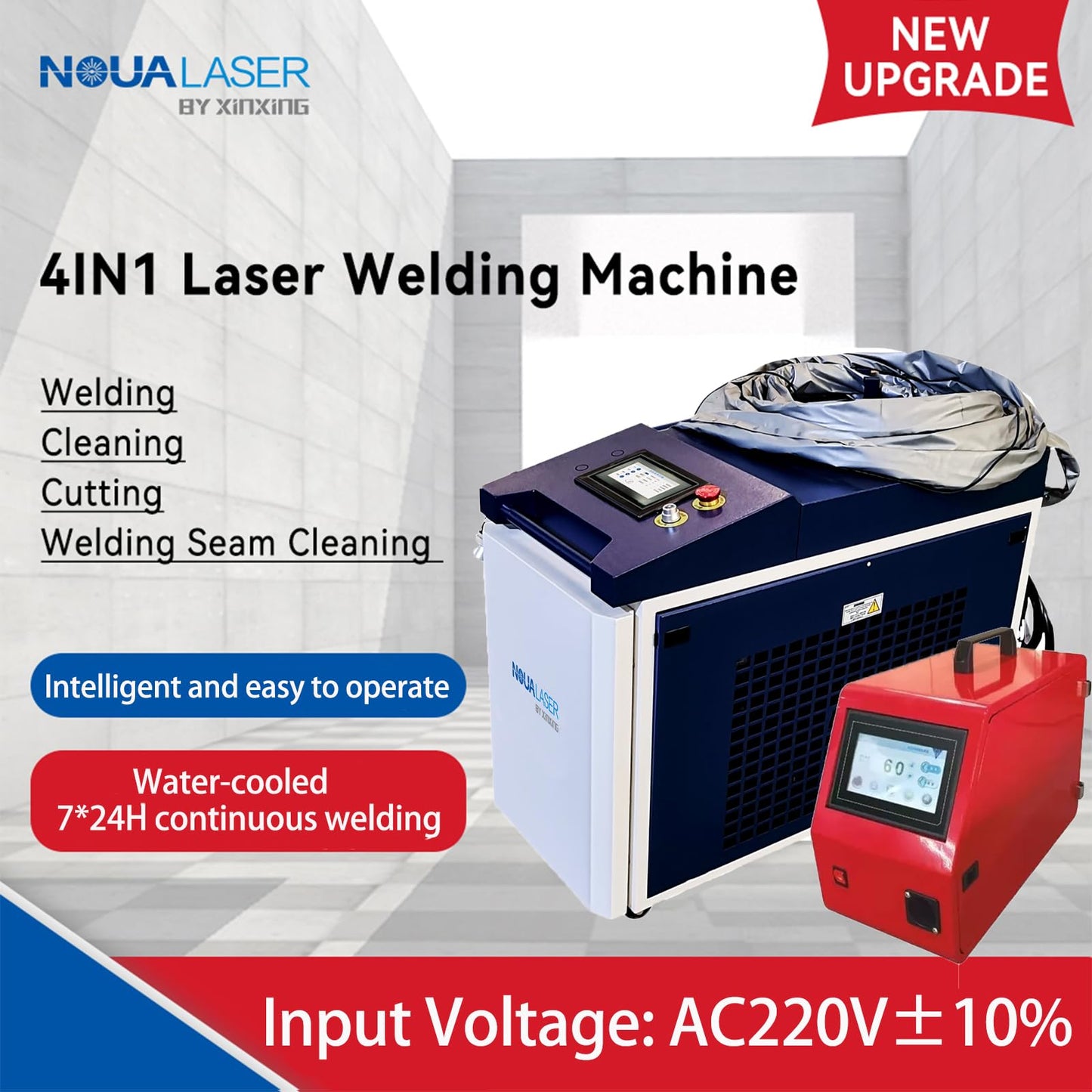 Tax Inclusive 1200W Laser Welding Machine Handheld, 4 in 1 Fiber Laser Welder Cutter Rust Removal Cleaner with Torch Set & Auto Wire Feeder, Wheeled Water-Cooled Laser Welder Machine 220V for Metal
