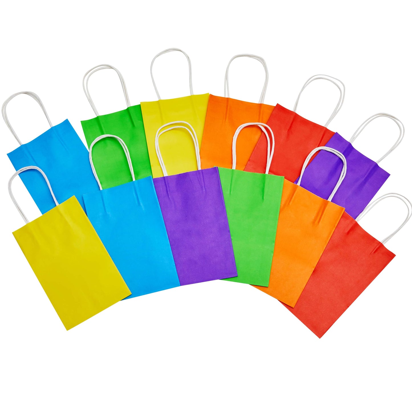 SUNCOLOR 24-Pack Rainbow Gift Bags with Handles, 8" Multi-Color Paper Party Favor Bags for Goodies. Birthdays, Events, Classrooms & Celebrations