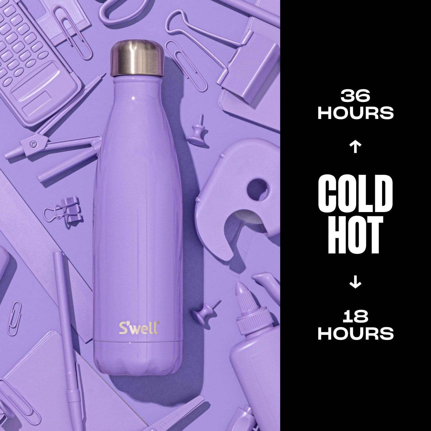 S'well Stainless Steel Water Bottle, 17oz, Hillside Lavender, Triple Layered Vacuum Insulated Containers Keeps Drinks Cold for 36 Hours and Hot for 18, BPA Free, Perfect for On the Go