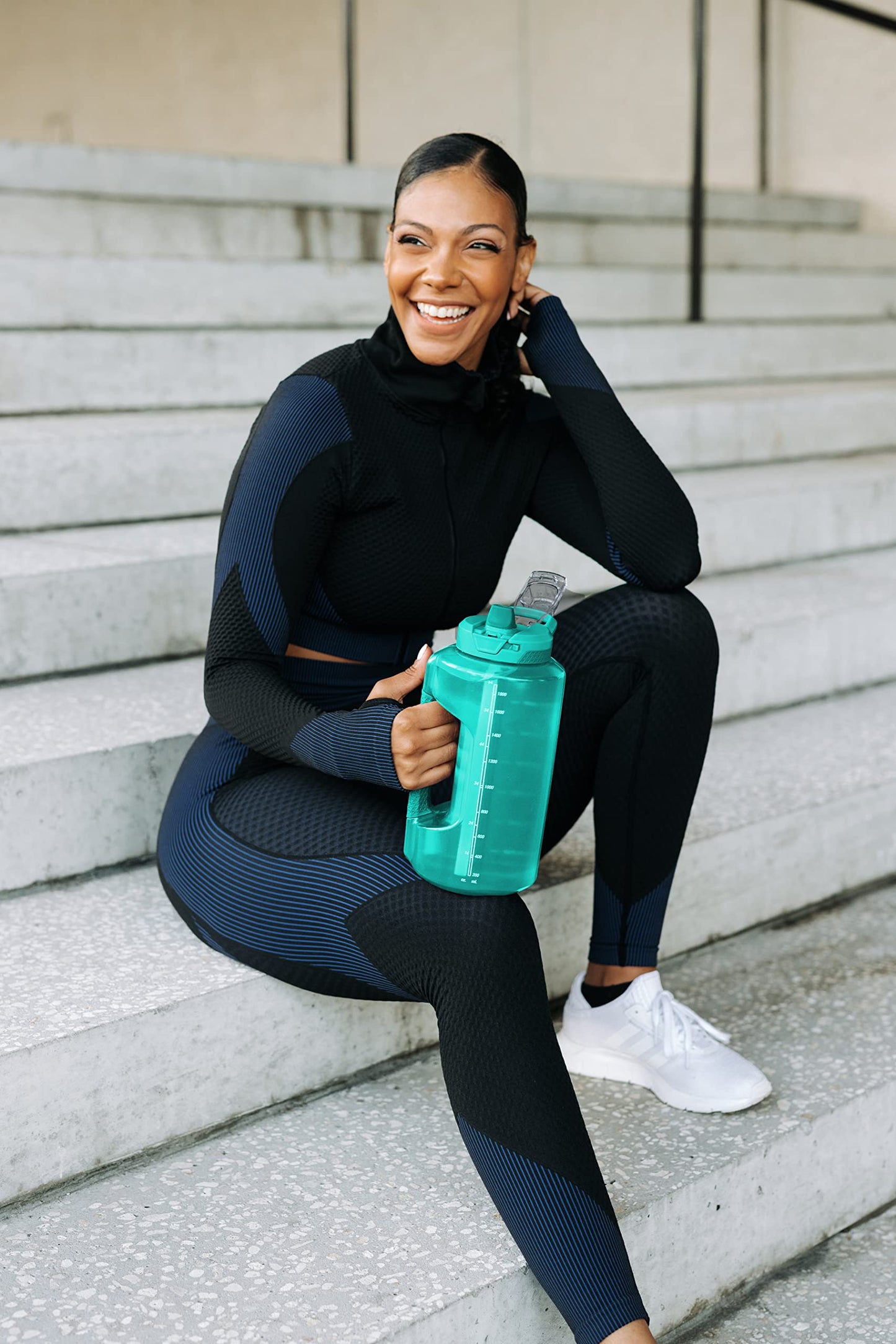 Zulu Goals 64oz Large Half Gallon Jug Water Bottle with Motivational Time Marker, Covered Straw Spout and Carrying Handle, Perfect for Gym, Home, and Sports, Aquaviva