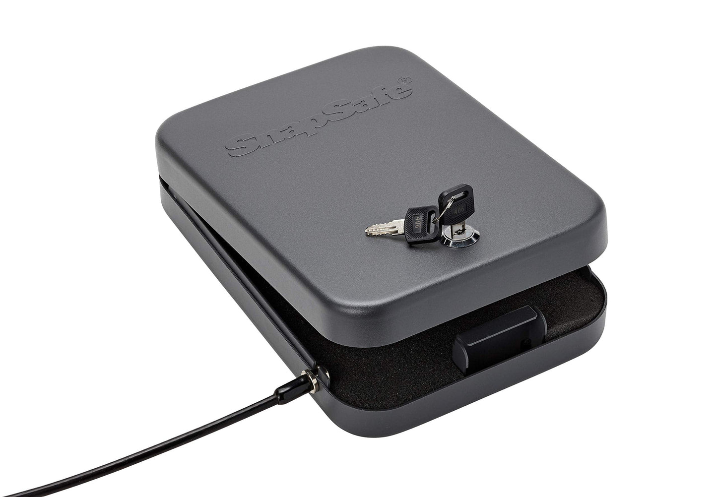 SnapSafe Portable Lock Box for Guns and Valuables – Includes Lock Box, 2 Keys and Patented Security Cable – An Ideal Car Gun Safe – XXL, Black, 11.5 x 8.5 x 2.5 Inches