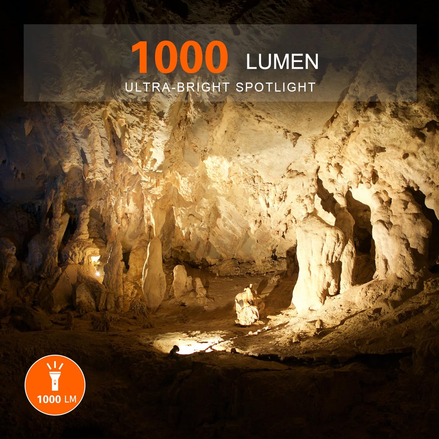 BUYSIGHT Rechargeable Spotlight Flashlight High Lumen Handheld Spot Light LED Flashlight with Handl Ultra-Long Standby Electric Torch with USB Output (Classic Black)