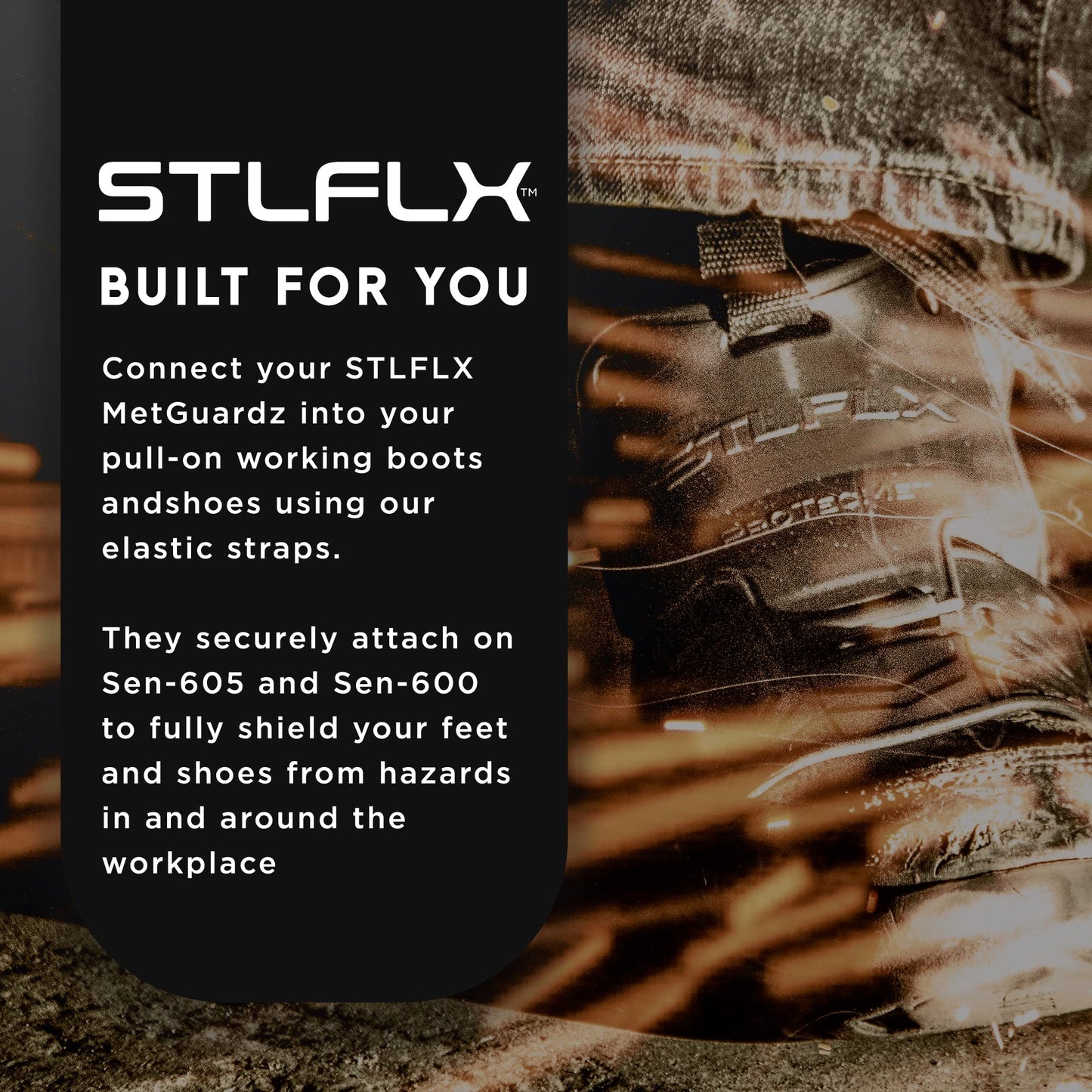 STLFLX - MetGUARDZ Replacement Straps, Replacement Straps for Pull-On Safety Boots and Shoes, Metatarsal Guard Straps, 4 Adjustable Straps per Set