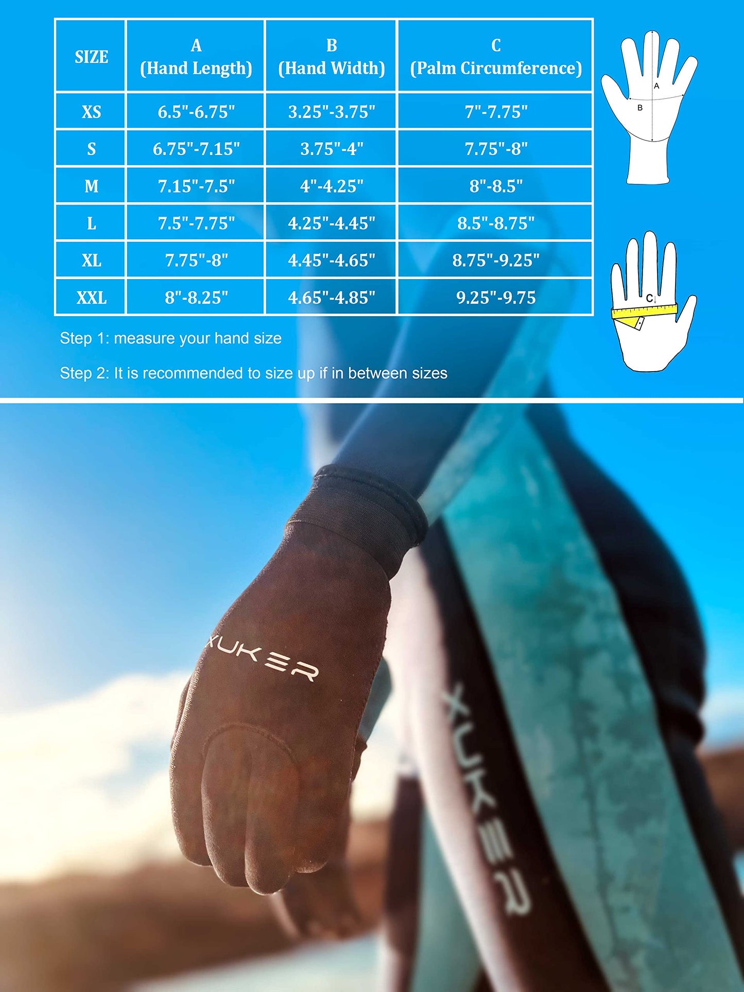 XUKER Water Gloves, 3mm & 5mm Neoprene Five Finger Warm Wetsuit Winter Gloves for Scuba Diving Snorkeling Paddling Surfing Kayaking Canoeing Spearfishing Skiing (3mm-Black, M)