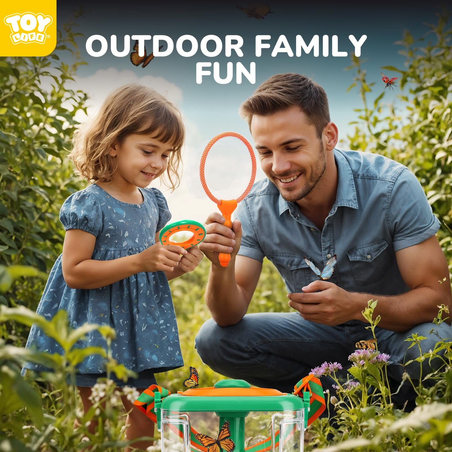 TOY Life Bug Catcher for Kids Outdoor Toys with Butterfly Net, Bug Habitat with Magnified Viewer, Bug Toys Tweezers & Magnifying Glass, Inset Catcher for Kids Outdoor Activities Explorer Kit