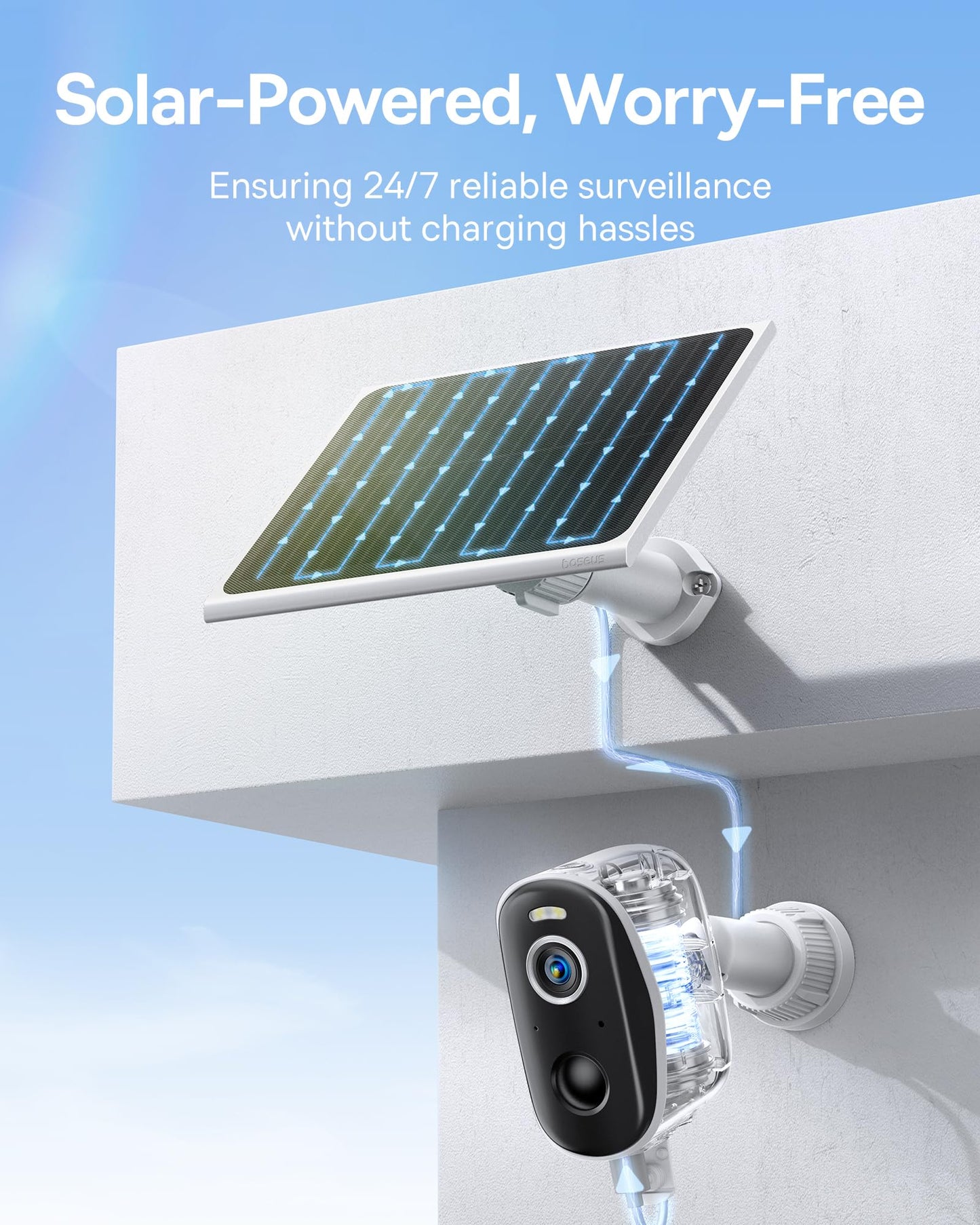 Baseus Solar Security Cameras Wireless Outdoor, N1 2-Cam Kit with Solar Panel 3W, 2K Color Night Vision Camera for Home Security, Solar-Powered, IP67, No Monthly Fee, 16TB Expandable Local Storage