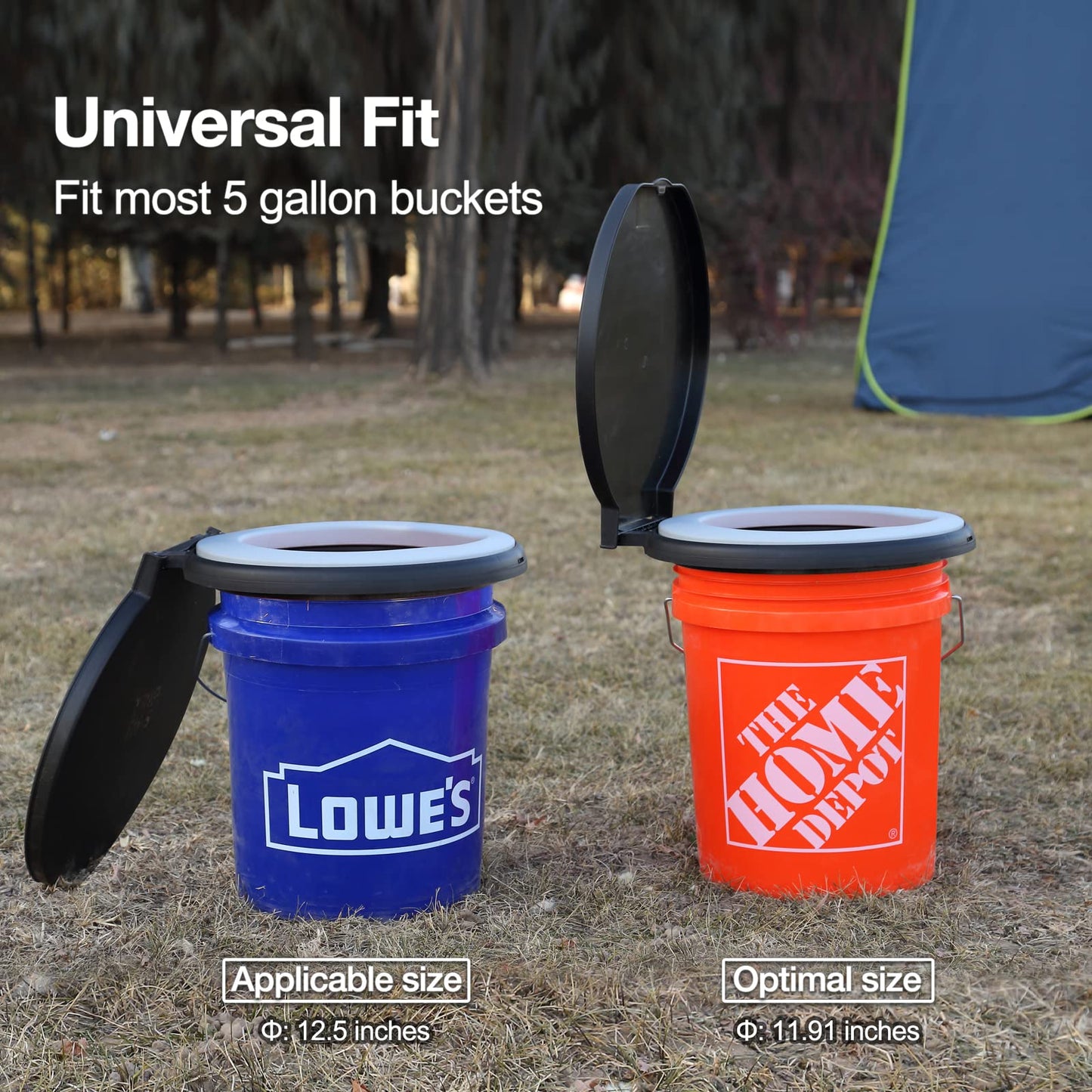 TRIPTIPS Bucket Toilet Seat with Soft Cushion, 270°Rotatable Lid,XL Portable, Luggable Loo Camping Toilet Seat for Adults and Kids, 5 Gallon