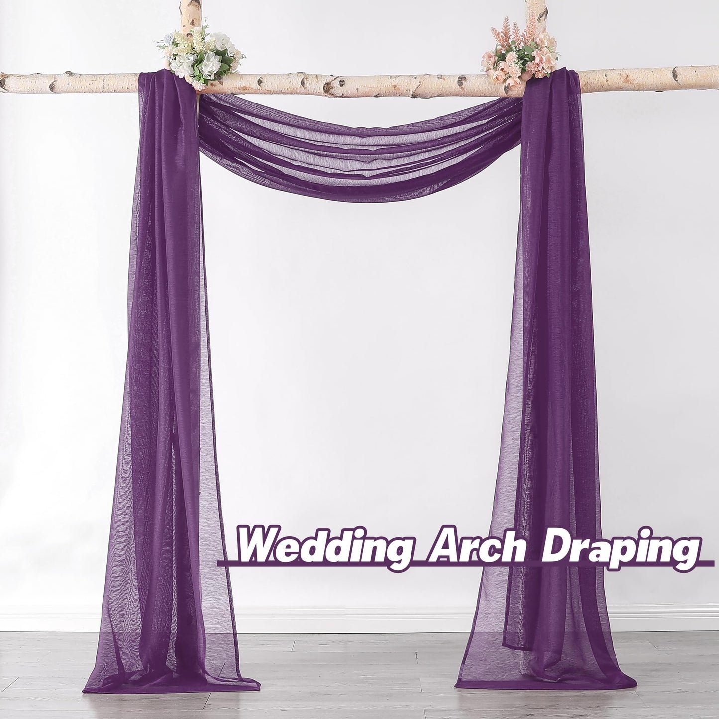 DONREN Royal Purple Window Scarf for Background - Luxury Soft Sheer Scarf Add to Window Curtains for Enhanced Effect (52 by 216 Inch,1 Pack)