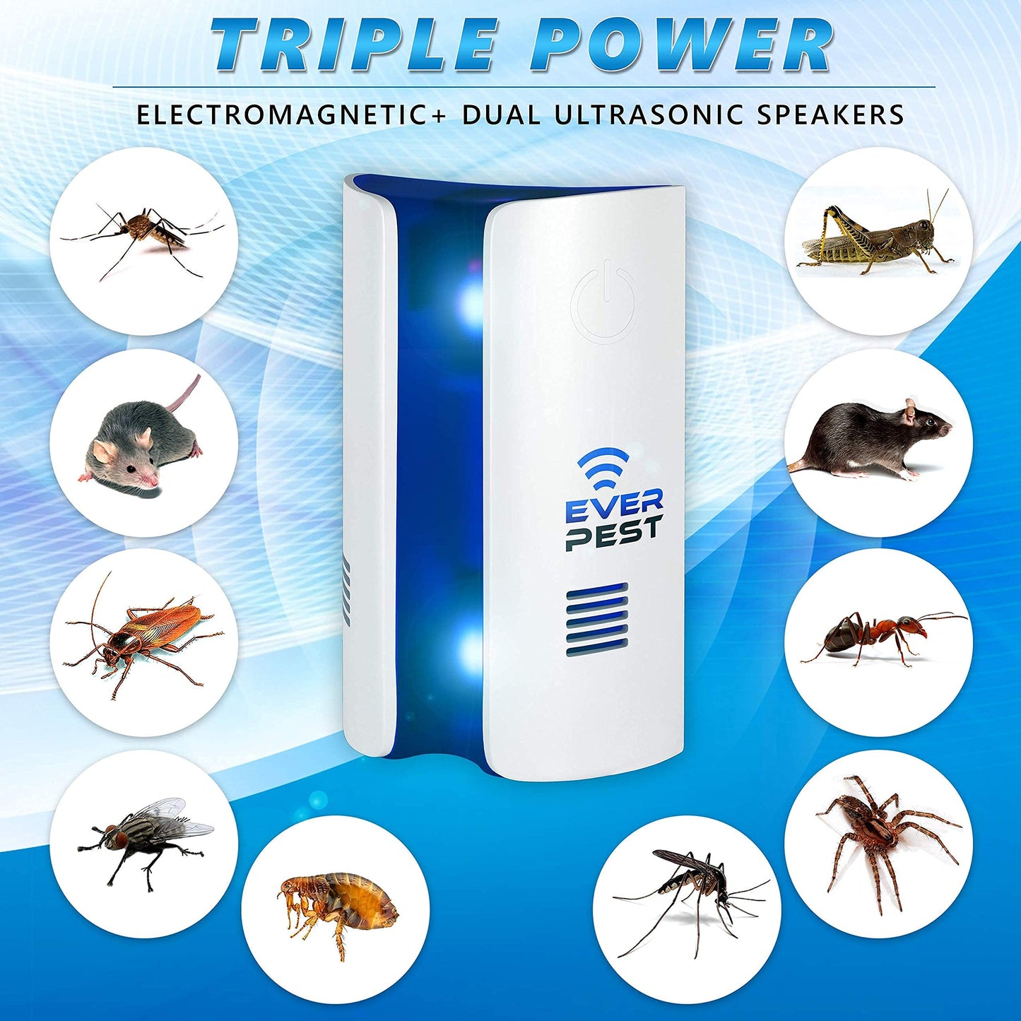 Ultrasonic Pest Control Repeller Plug in - Electronic Insect Defender - Roach Bed Bug Mouse Rodent Mosquito Killer - Indoor Reject Repellent -for Cockroach Ants Mice Fly Rat Bedbug Spider Squirrel