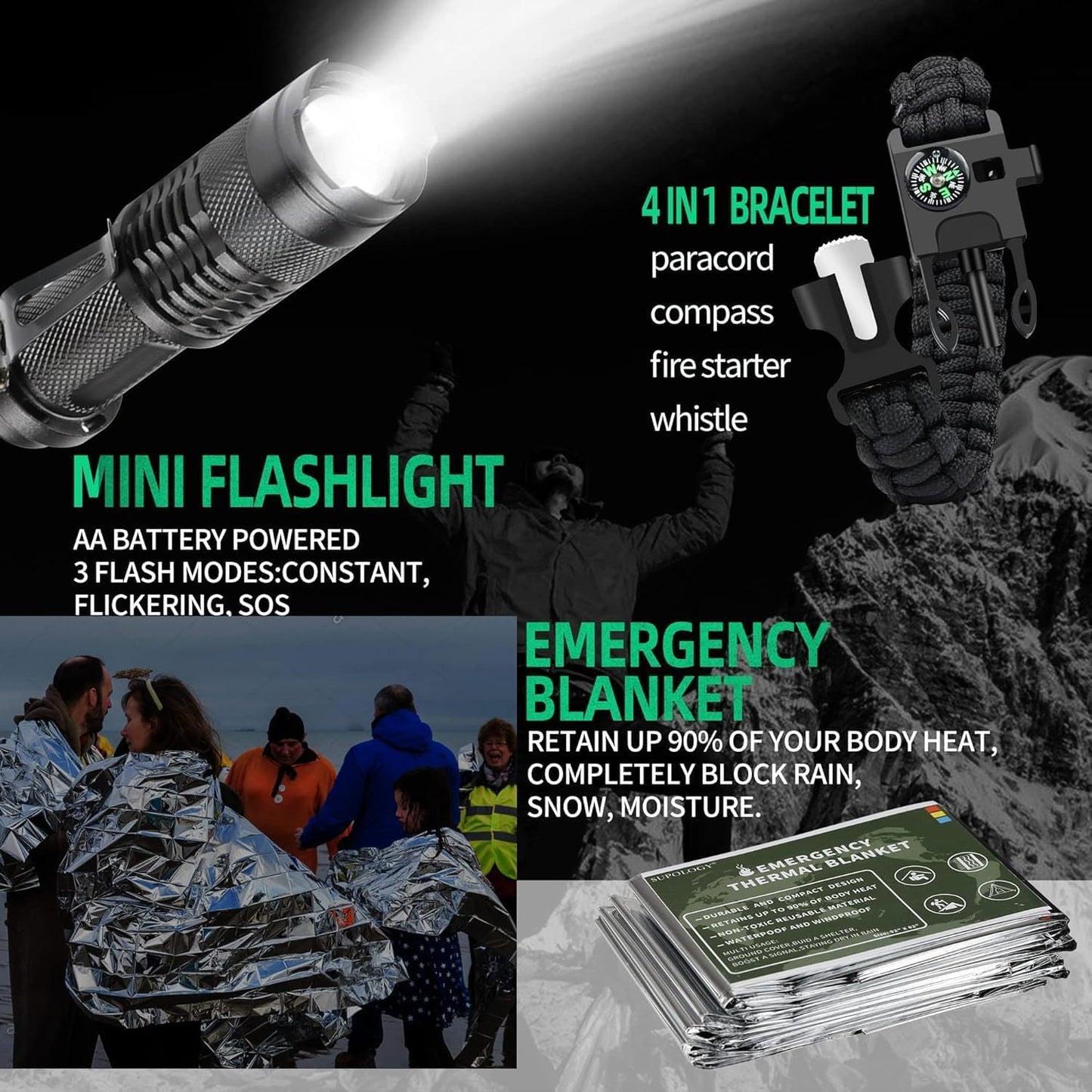 First Aid Kits with Tourniquet 36" Splint Bandage, Survival Gear and Equipment Multi-Purpose Emergency Bag Tool Kits, Survival First aid Kits Emergency kit for Outdoor Camping Hunting Car (Red)