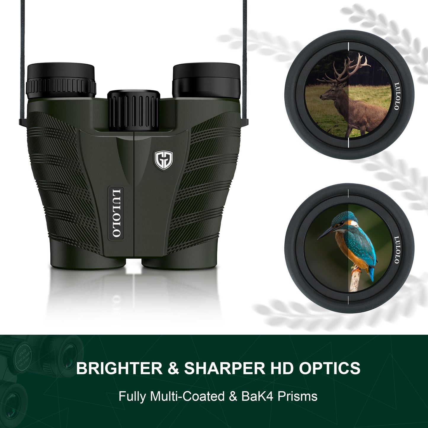 12x30 Compact HD Binoculars for Adults High Powered - Large View Binoculars with Clear Low Light Vision - Super Bright Lightweight & Waterproof Binocular for Bird Watching Travel Hunting