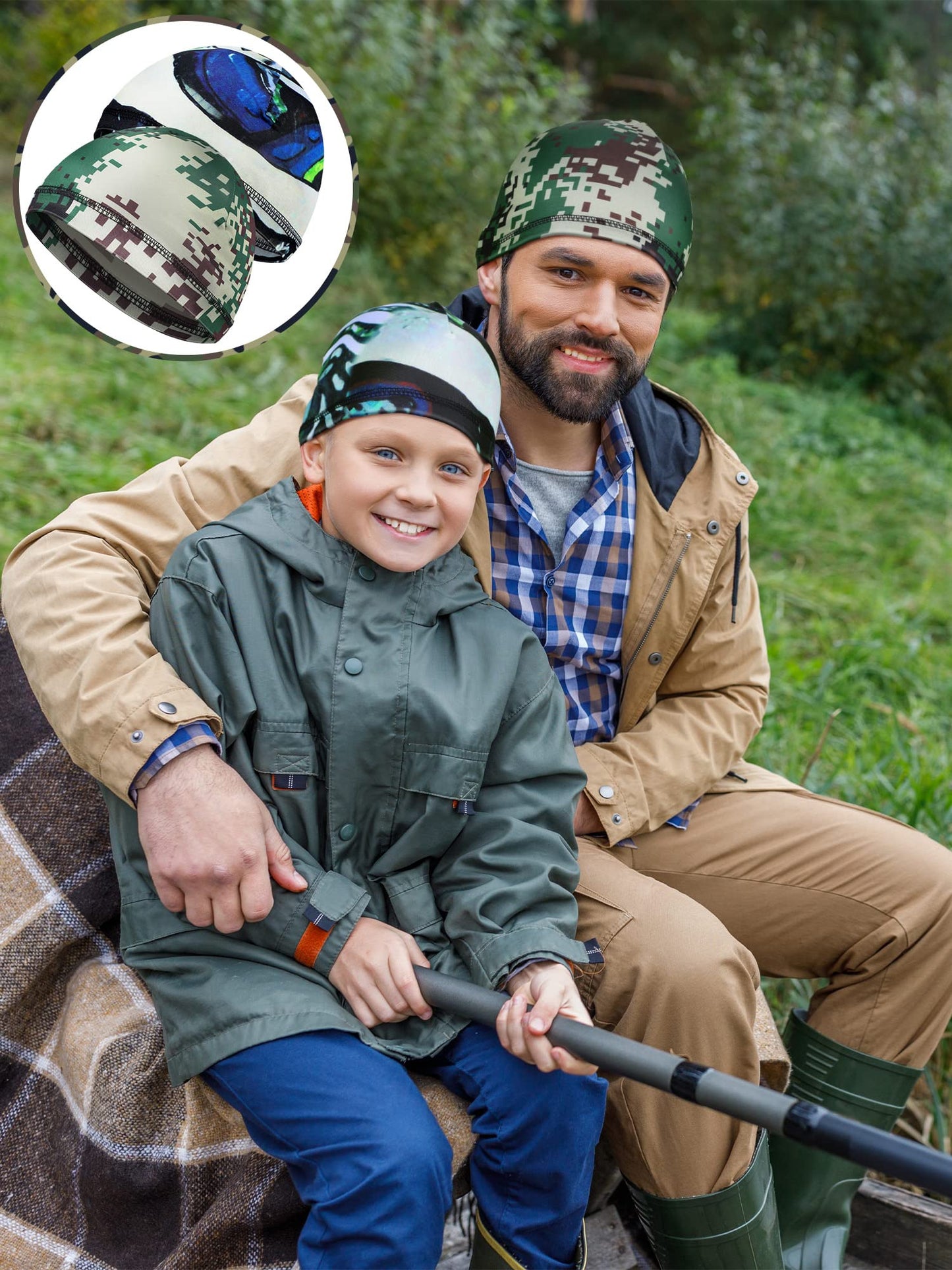 SATINIOR 6 Pcs Cooling Skull Cap Helmet Liner Sweat Wicking Cap Hard Hat Liner for Men Women Sports Cycling Running(Cool Patterns)