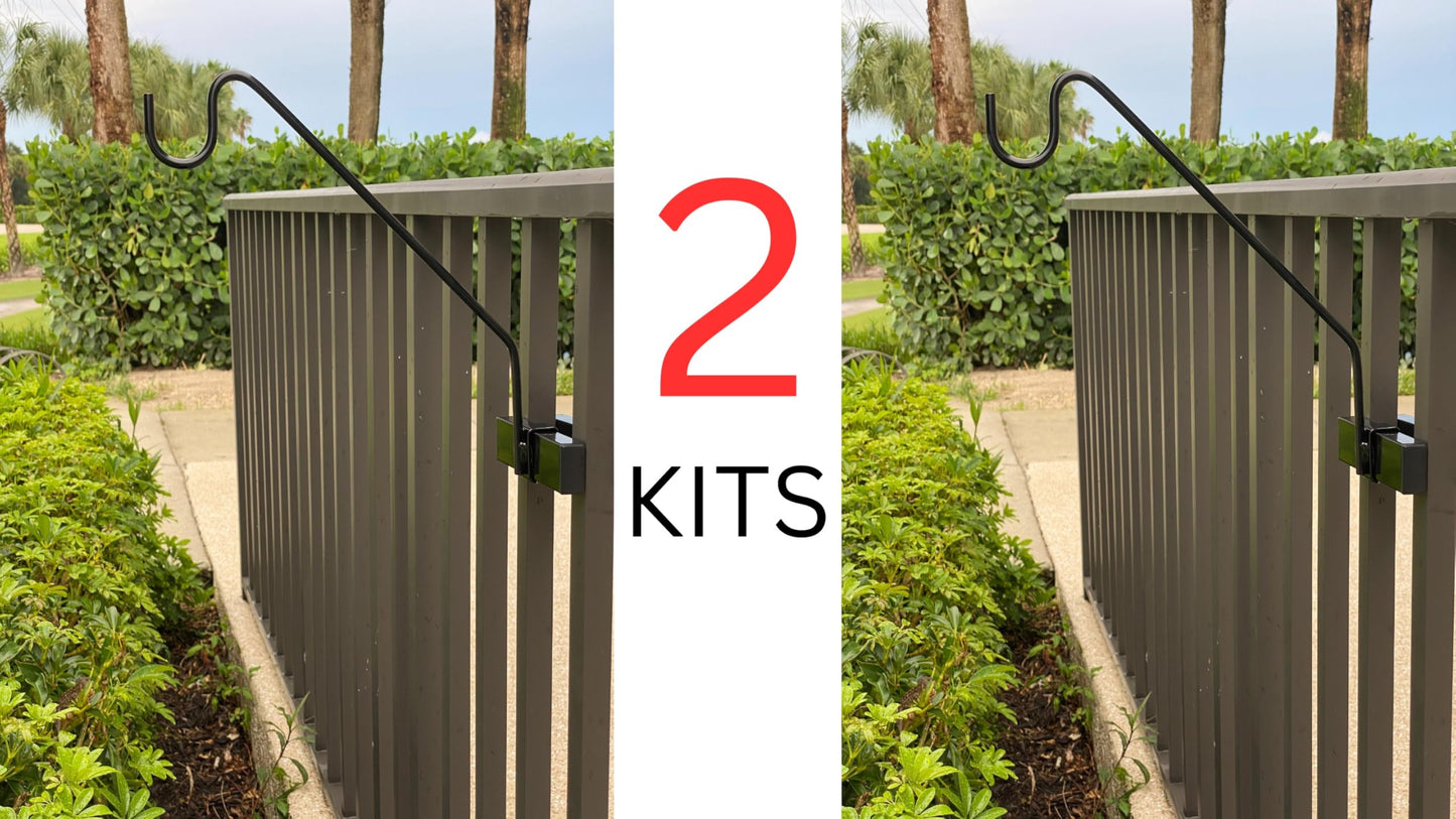 Premium - Heavy Duty - Hold It Mate Multi Use Hook Kit for Vertical Spindled Railings, Hang Flower Baskets Chimes Bird Feeder 15LBS Weight Limit (2 pack)