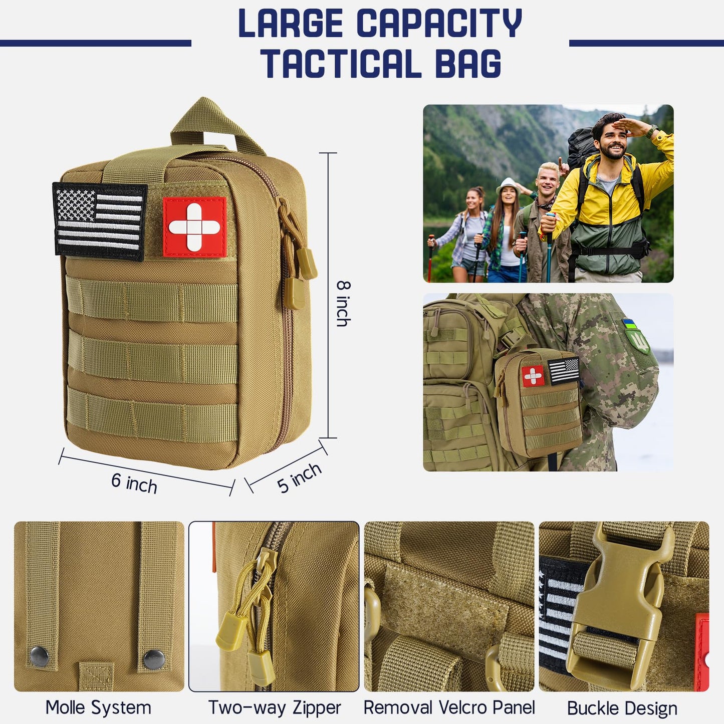 Survival Kits, 149Pcs Survival Gear First Aid Kit IFAK with Molle System Essential Camping Gear Emergency Medical Supplies for Car Fishing Hunting Outdoor Adventure, Camping Essentials