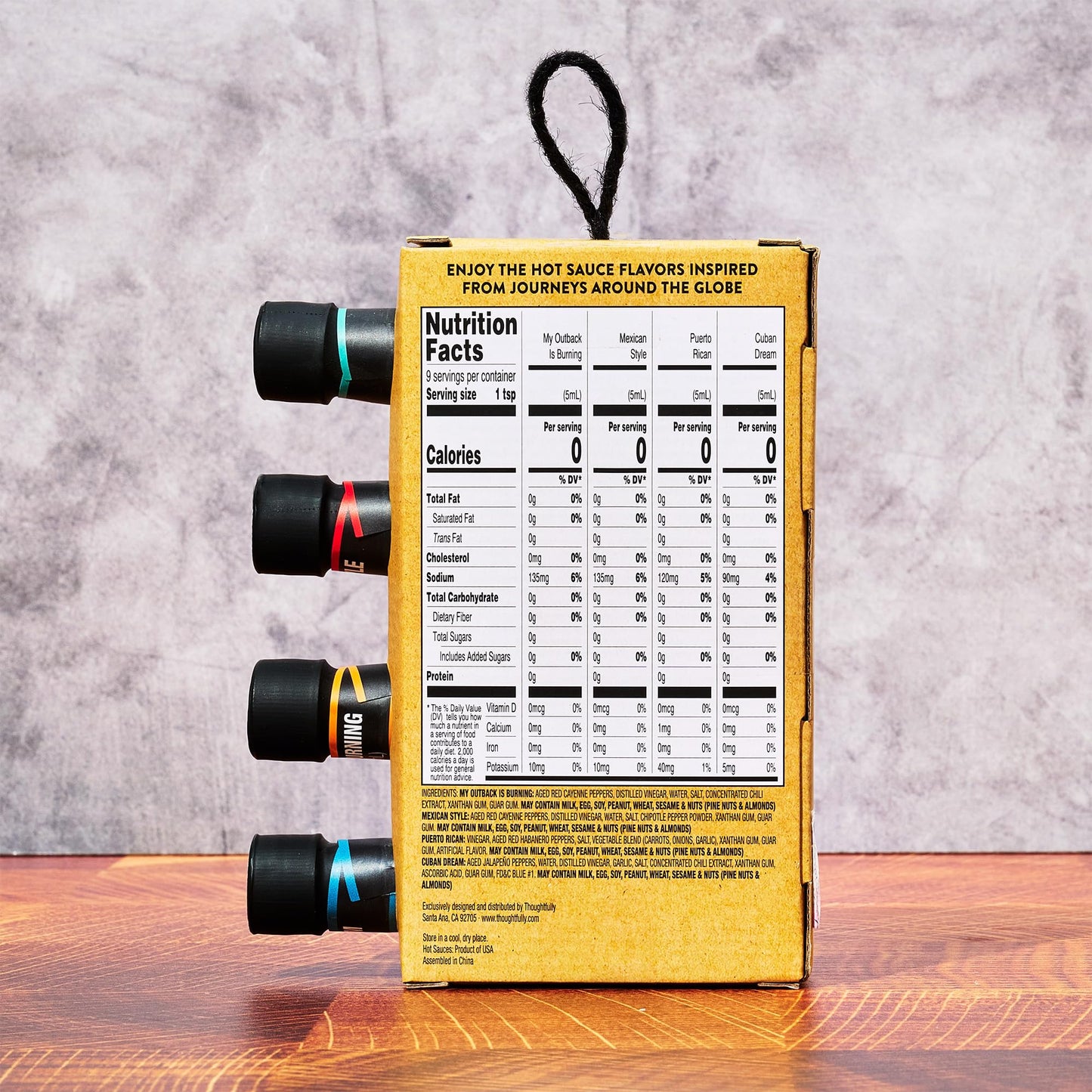 Thoughtfully Gourmet, Global Hot Sauce Gift Set, Internationally Inspired Flavors Include Puerto Rican Mango Habanero, Mexican Style Hot Sauce & More, Set of 4