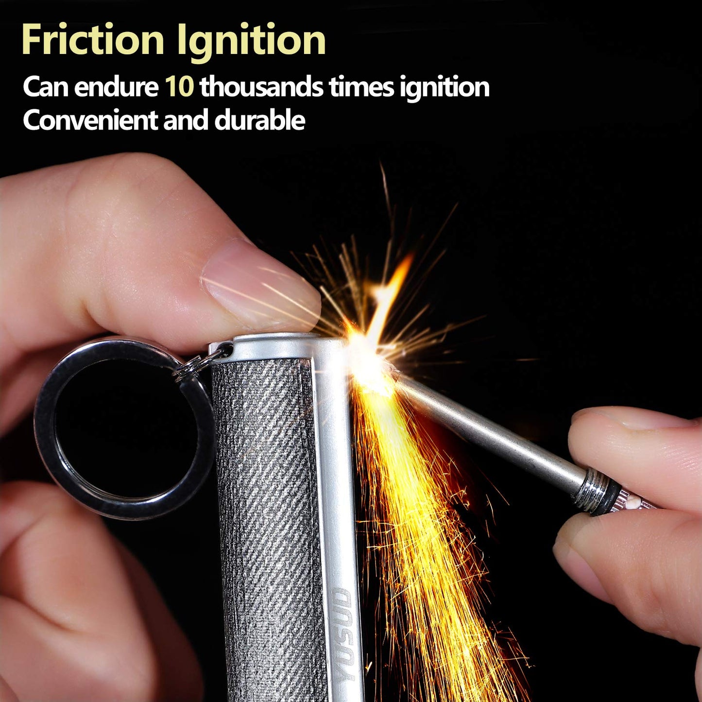 YUSUD 2 Pack Permanent Match Infinity Lighter with Multitool Keychain, Reusable Waterproof Match Strike Anywhere, Forever Flint Fire Starter for Outdoor Survival Tool for Men