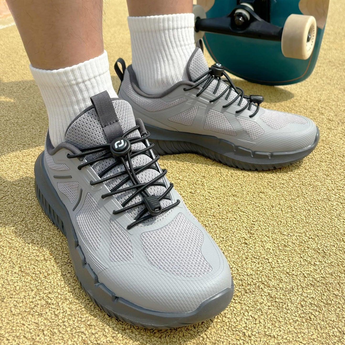 RJ-Sport Tieless Elastic Shoe Laces - Heavy Duty No Tie Shoelaces for Kids and Adult with Strong Lock and Speed Shoestrings (Black)