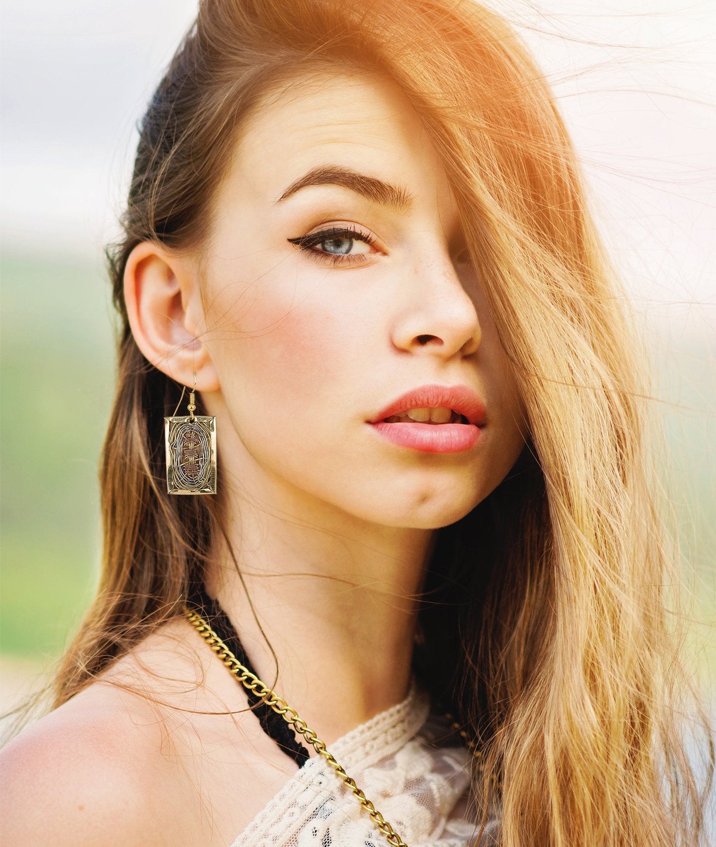 SPUNKYsoul Handmade 3 Toned Basket Weave Earrings | SPUNKYsoul Collection (Rectangle)