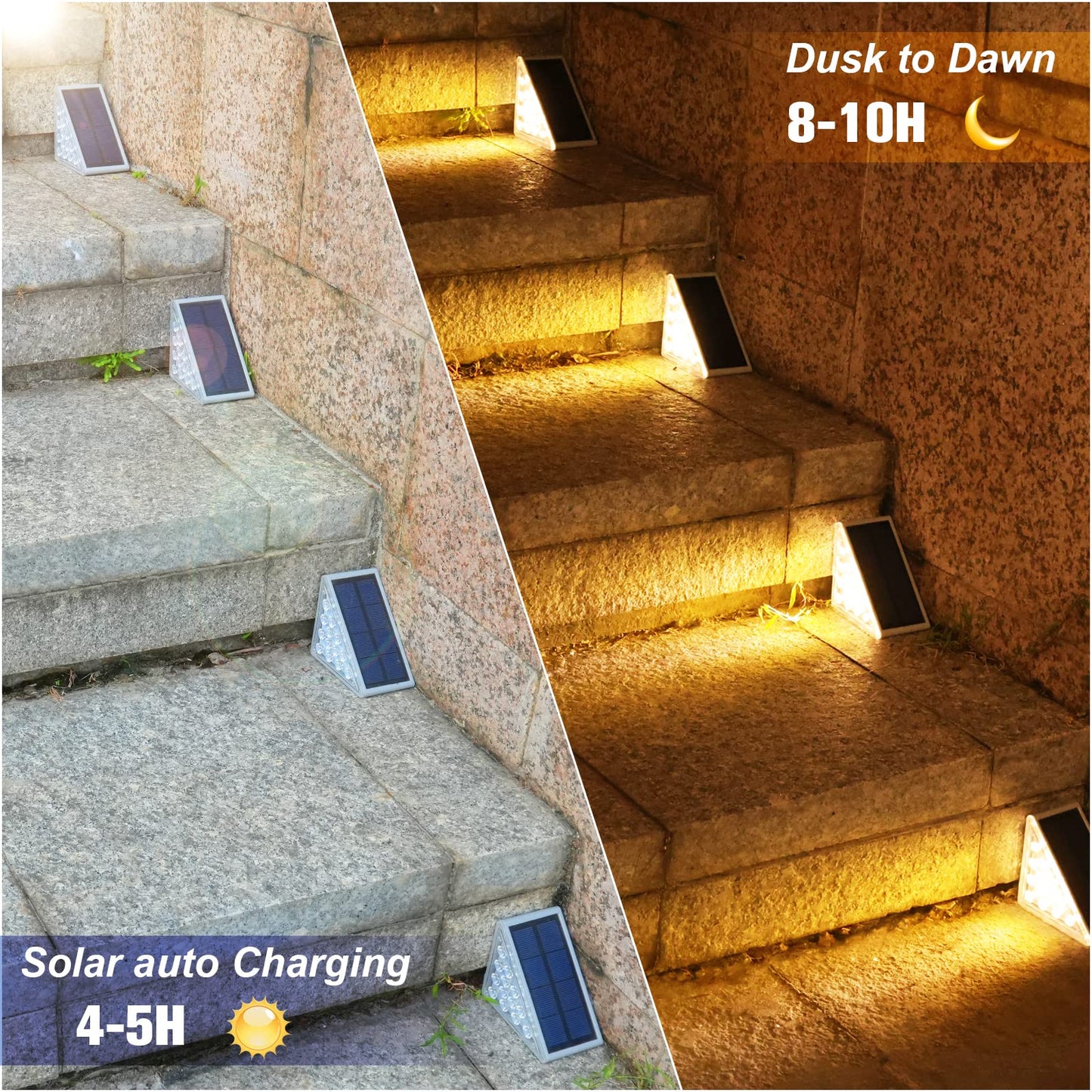 VOLISUN Solar Stair Lights 6 Pack, Solar Step Lights Outdoor Waterproof IP67, LED Outdoor Step Light,Outdoor Light Decor for Garden Stair, Deck, Front Step, Front Porch, and Patio(3000K)