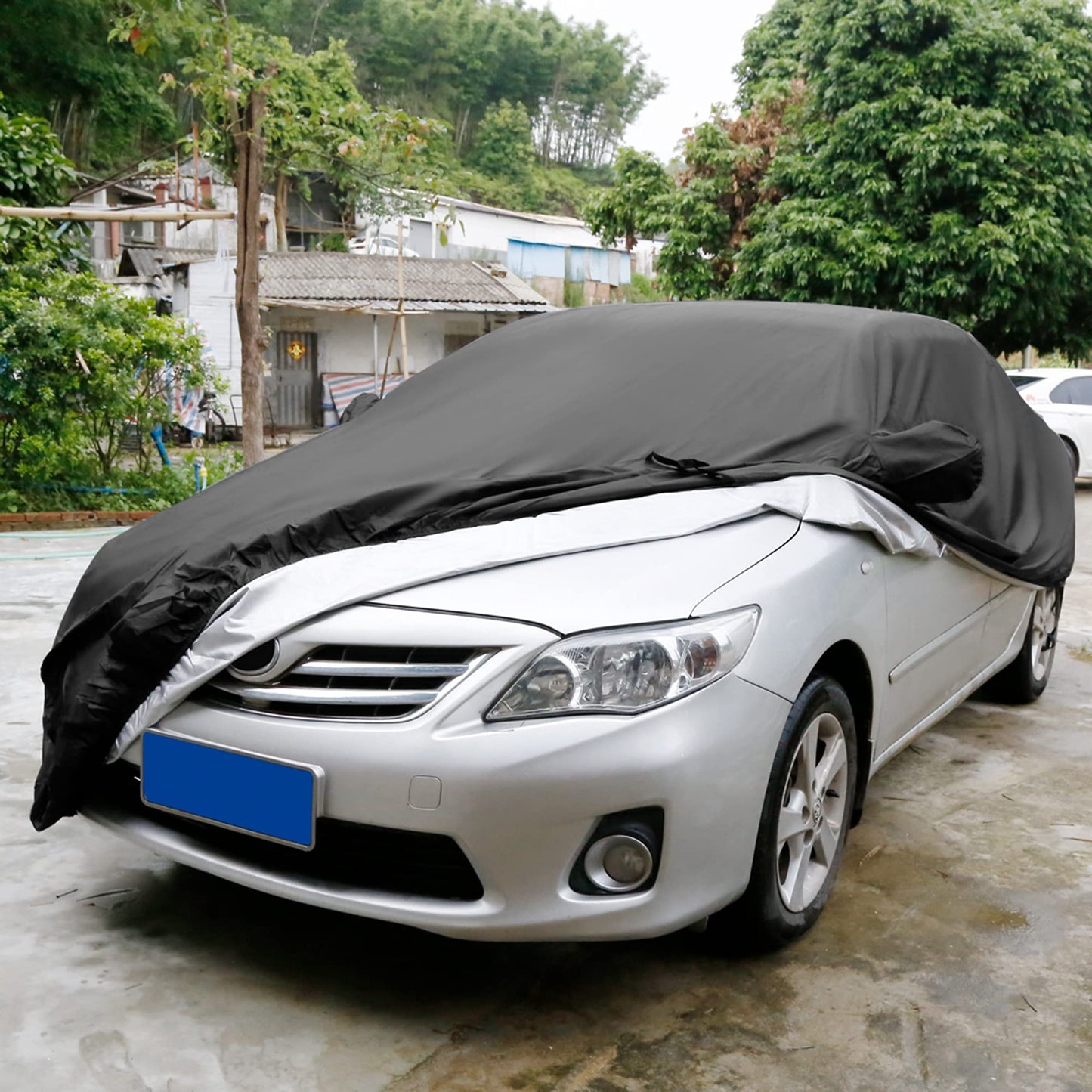 uxcell Car Cover Waterproof All Weather for Car, Full Car Cover Rain Sun Protection Universal Fit for Sedan 178''-185''
