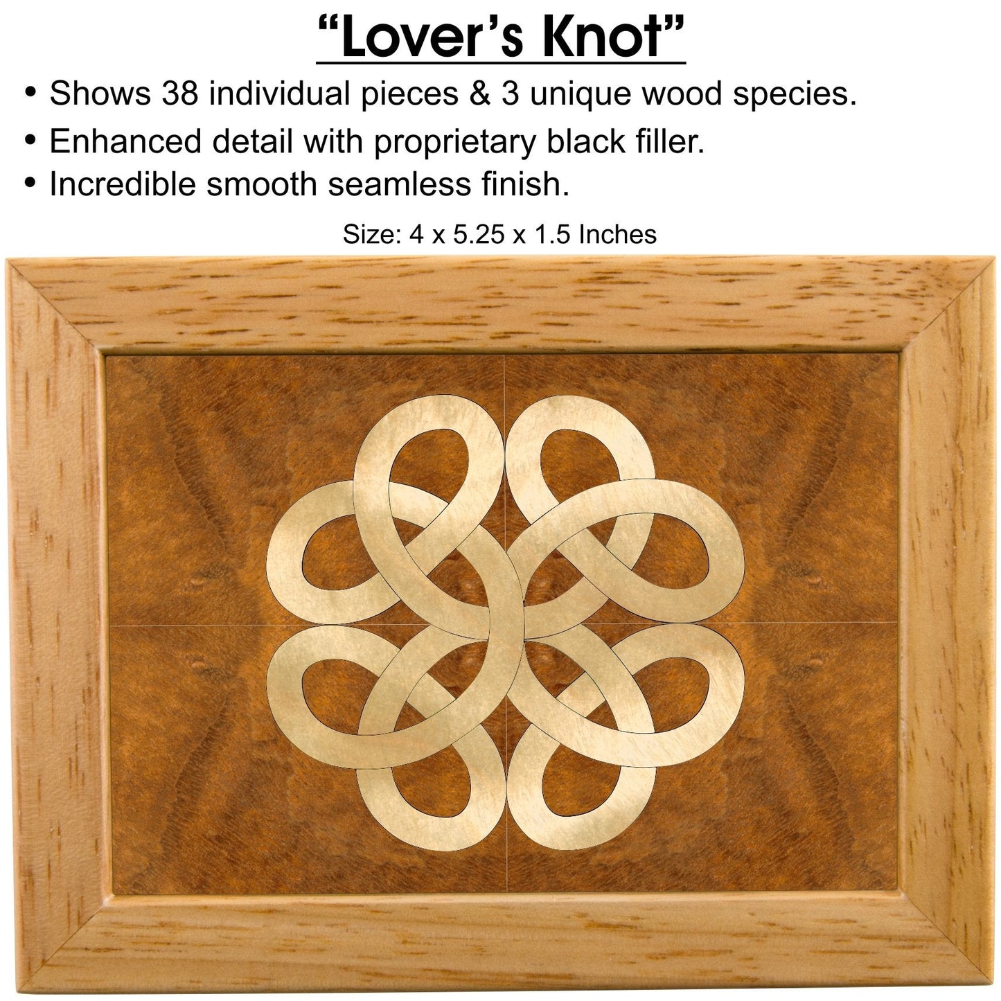 Wood Art Celtic Box - Handmade in USA - Unmatched Quality - Unique, No Two are the Same - Original Work of Wood Art. A Celtic Gift, Ring, Trinket or Wood Jewelry Box (#4852 Celtic Knot 4x5x1.5)