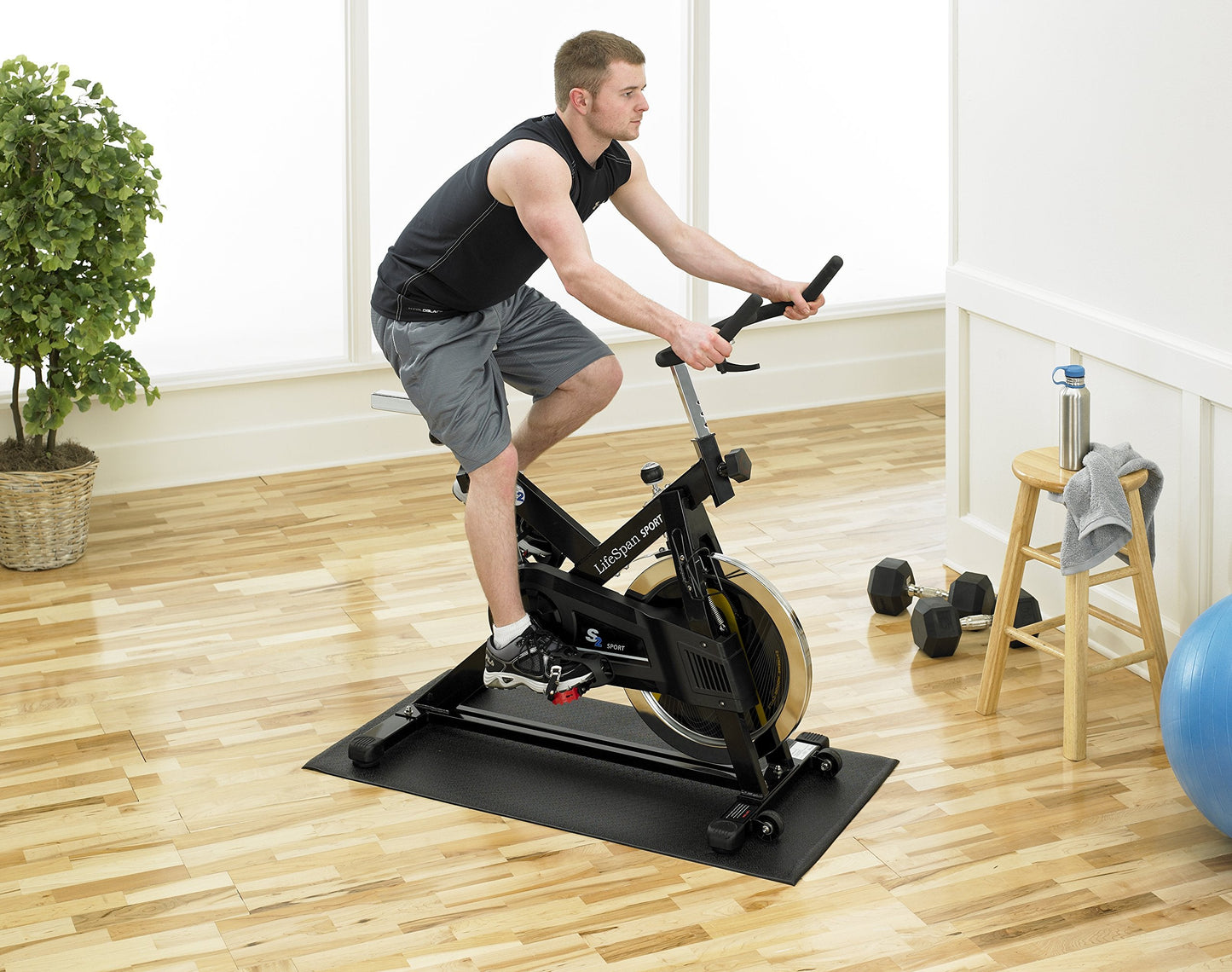 Supermats Heavy Duty Equipment Mat 20GS Made in U.S.A. for Indoor Cycles Exercise Upright Bikes and Steppers (2 Feet x 3 Feet 10 In) (24-Inch x 46-Inch) (60.96 cm x 116.84 cm) , Black