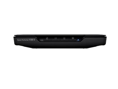Epson - Perfection V39 II - Color Photo and Document Flatbed Scanner - 4800 dpi Optical Resolution - High-Rise, Removable Lid - Scan to Cloud - USB Power - Image Scanning - Black