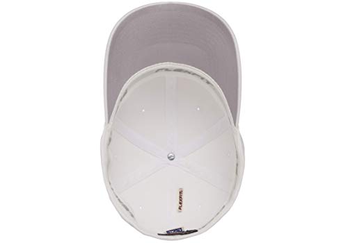 Flexfit Mens Cotton Twill Fitted Baseball Cap, White, Small-Medium US