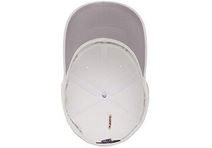 Flexfit Mens Cotton Twill Fitted Baseball Cap, White, Small-Medium US