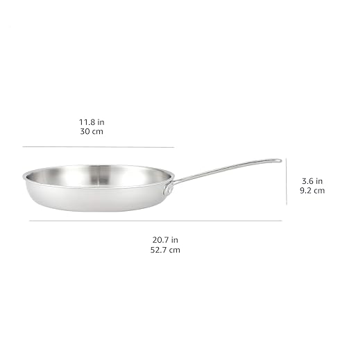 Amazon Basics Tri-Ply Stainless Steel Fry Pan, 12 inch, Silver (Previously AmazonCommercial brand)