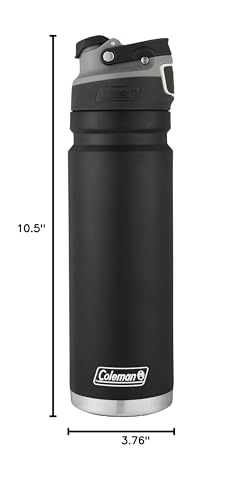 Coleman Autoseal FreeFlow Stainless Steel Water Bottle, Black, 24oz