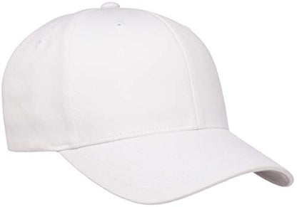 Flexfit Mens Cotton Twill Fitted Baseball Cap, White, Small-Medium US