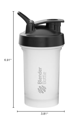 BlenderBottle Classic V2 Shaker Bottle Perfect for Protein Shakes and Pre Workout, 20-Ounce, Clear/Black