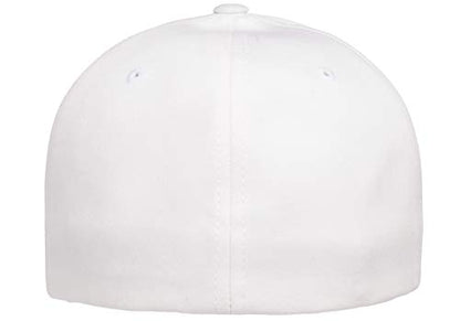 Flexfit Mens Cotton Twill Fitted Baseball Cap, White, Small-Medium US