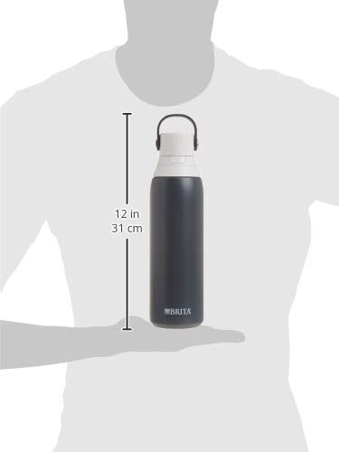 Brita Stainless Steel Premium Filtering Water Bottle, BPA-Free, Reusable, Insulated, Replaces 300 Plastic Water Bottles, Filter Lasts 2 Months or 40 Gallons, Includes 1 Filter, Carbon - 20 oz