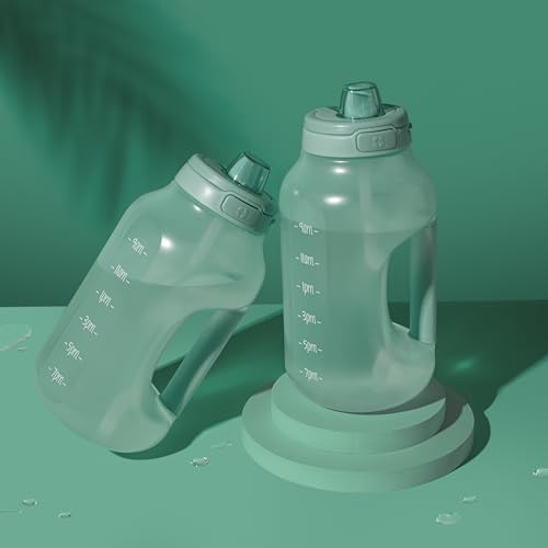 Ello Hydra 64oz Half Gallon Water Jug with Handle and Motivational Time Markers for All Day Hydration, Plastic Reusable Water Bottle with Straw and Locking, Leak Proof Lid, BPA Free, Yucca