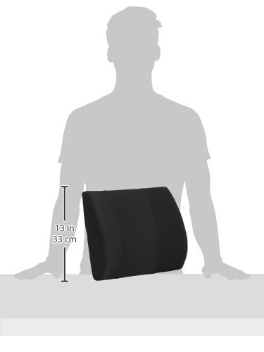 DMI Lumbar Support Pillow for Chair to Assist with Back Support with Removable Washable Cover and Firm Insert to Ease Lower Back Pain while Improving Posture,14 x 13 x 5,Contoured Foam,Elite,Black