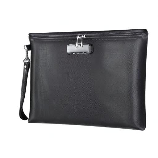Fireproof Document Bag with Lock, ZOOPIP 14.3"x10.2" Fireproof and Waterproof Money Bag with Zipper Closure, Storage Pouch for A4 Letter Size Document, Cash, Cell Phone, Tablet, Credit Card,Passport