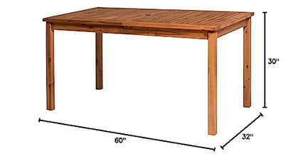Walker Edison Dominica Contemporary Slatted Outdoor Dining Table, 34 Inch, Brown