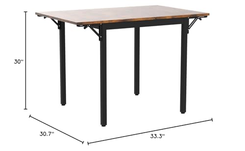 VASAGLE Folding Dining Table, Drop Leaf Extendable, for Small Spaces, Seats 2-4 People, Industrial, 33.3 x 30.7 x 30 Inches,Brown