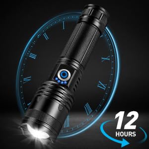 Sigoobal Flashlights High Lumens, 99,000 Lumens LED Flashlight Rechargeable, 5 Modes, Adjustable Beam & 12H Running Time, Powerful and Bright Flash Light for Home/Camping, IPX6 Waterproof