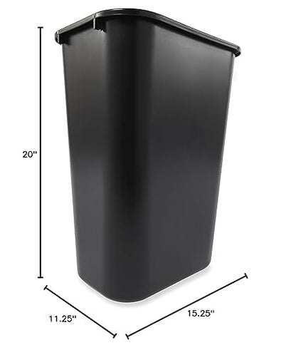 Rubbermaid Commercial Wastebasket Trash Container, 41QT/10.25 GAL, Plastic, Black, Stackable Trash Can for Bedroom/Bathroom/Office, Fits Under Desk/Sink/Cabinet