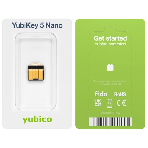 Yubico - YubiKey 5 Nano - Two-factor authentication (2FA) security key, connect via USB-A, compact size, FIDO certified - Protect your online accounts