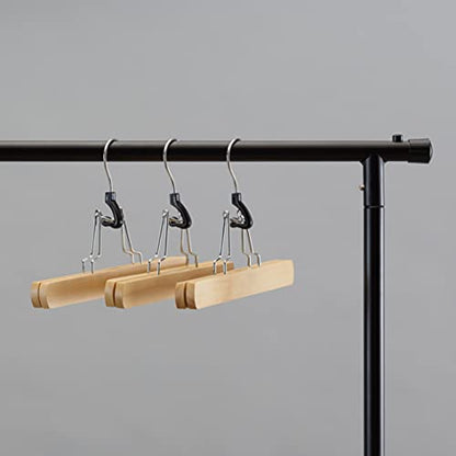 Amazon Basics Sturdy Wooden Pants Hangers - Natural, 10-Pack