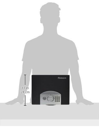 SentrySafe Portable Black Safe Box with Digital Keypad Lock, Small Steel Travel Safe with Carrying Handle for Money, Passport, 0.21 Cubic Feet, 4.4 x 13 x 10 Inches, P021E