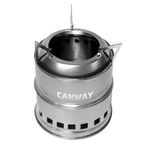 CANWAY Portable Camping Stove Mini Wood Burning Camp Stove for Backpacking Hiking Traveling Survival Cooking Stove Stainless Steel Emergency Folding Camping Stove with Carry Bag