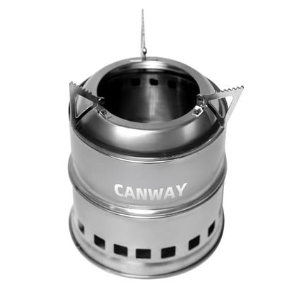 CANWAY Portable Camping Stove Mini Wood Burning Camp Stove for Backpacking Hiking Traveling Survival Cooking Stove Stainless Steel Emergency Folding Camping Stove with Carry Bag