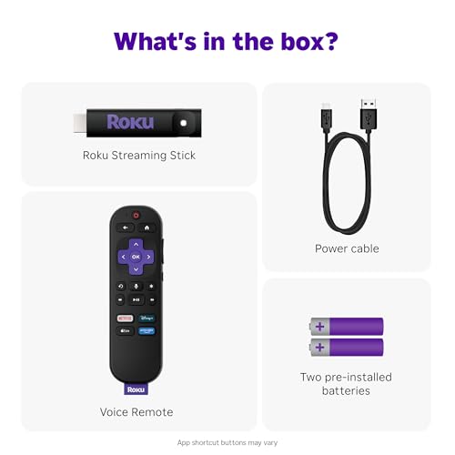 Roku Streaming Stick HD 2025 — HD Streaming Device for TV with Roku Voice Remote, Free & Live TV